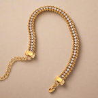 18KT Gold Plated Bead Tennis CZ Bracelet - Atulya Jewellers