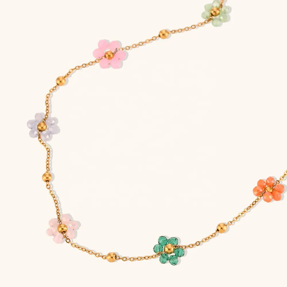 18KT Gold Plated Dainty Bloom Necklace - Atulya Jewellers