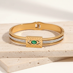 18KT Gold Plated Zaya Evil Eye CZ Bangle