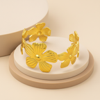 18KT Gold Plated Floral Cuff Bracelet