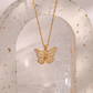 18KT Gold Plated Butterfly CZ Necklace