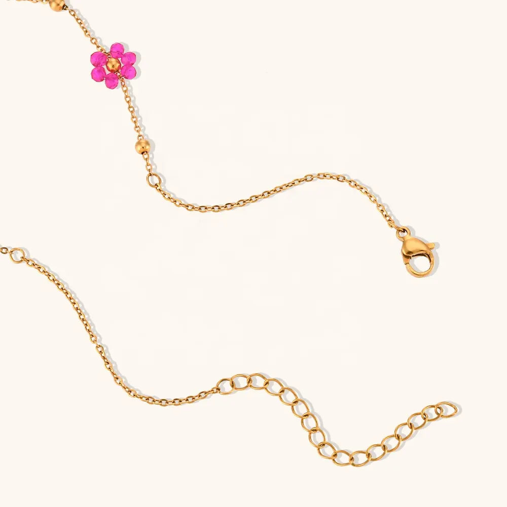 18KT Gold Plated Dainty Bloom Necklace - Atulya Jewellers