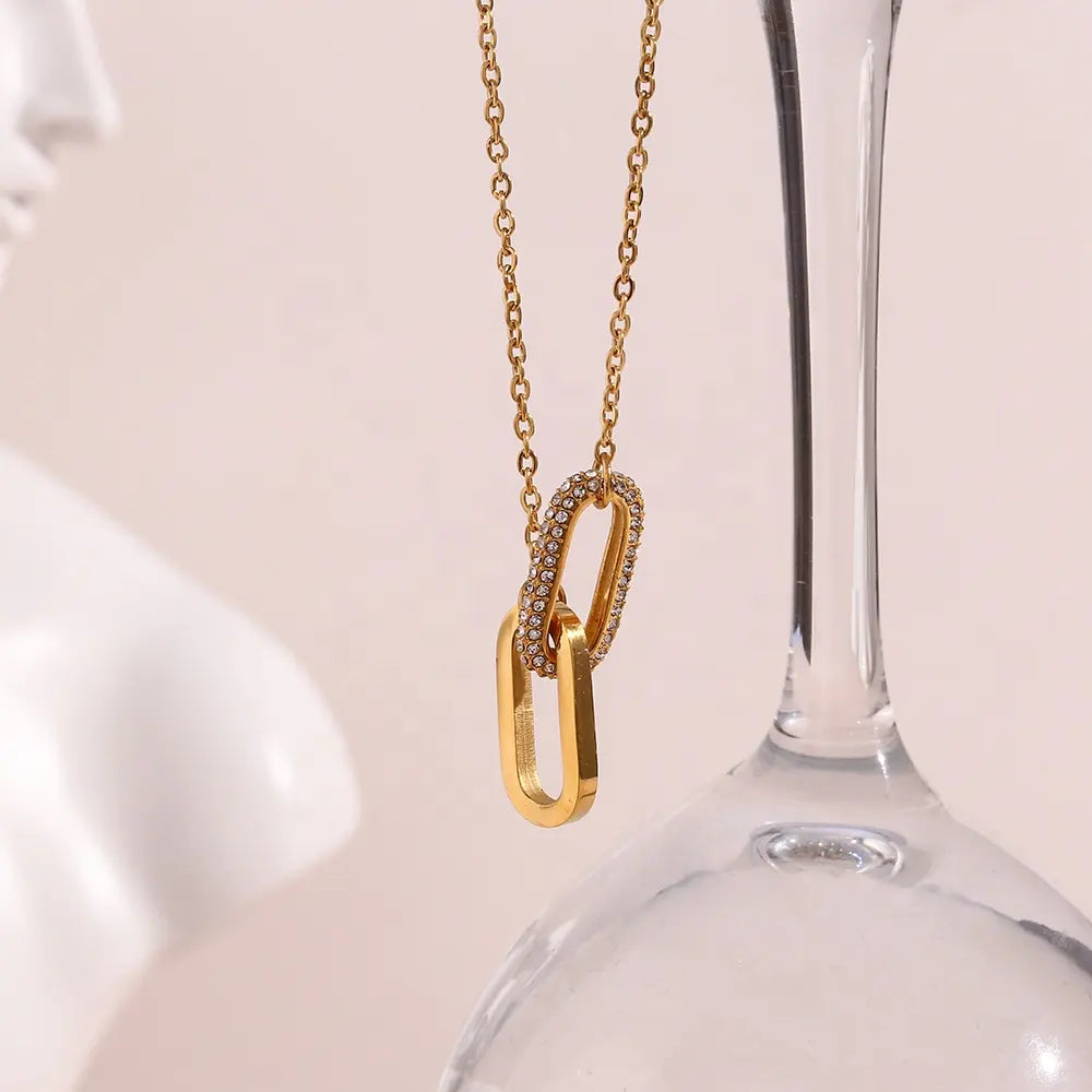 18KT Gold Plated Loop-Lock CZ Necklace - Atulya Jewellers