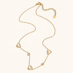 18KT Gold Plated Pearl Heart CZ Necklace - Atulya Jewellers