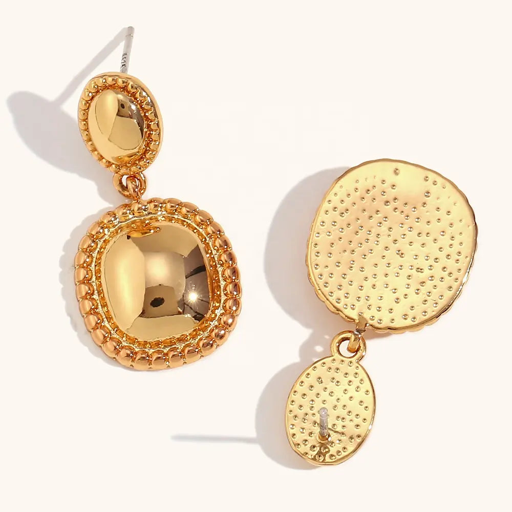 18KT Gold Plated Gloss Dangle Earrings - Atulya Jewellers