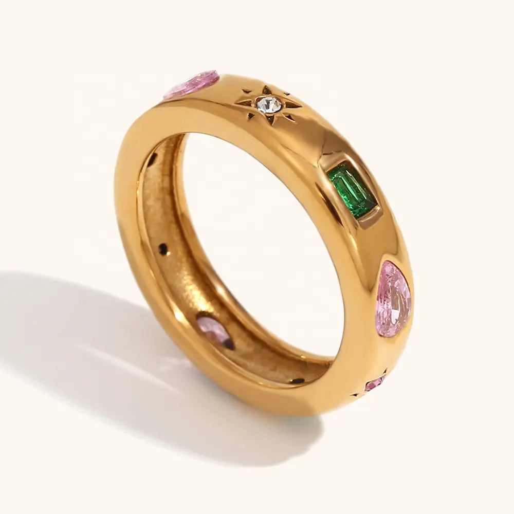 18KT Gold Plated Celestial CZ Ring - Atulya Jewellers
