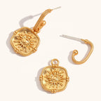18KT Gold Plated Sun Dangle Earrings - Atulya Jewellers