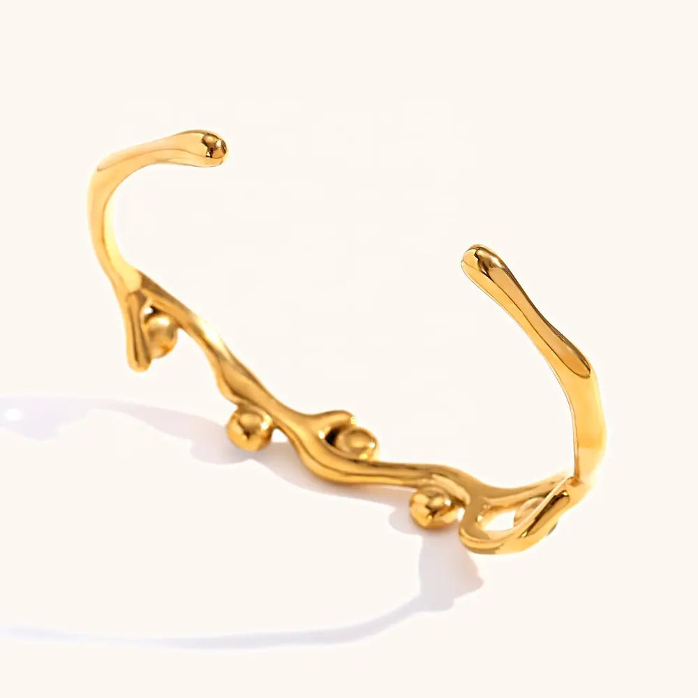 18KT Gold Plated Tree Branch CZ Cuff Bracelet - Atulya Jewellers