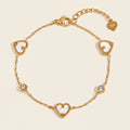 18KT Gold Plated Pearl Heart CZ Bracelet - Atulya Jewellers