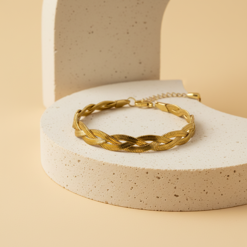 18KT Gold Plated Tri Twisted Silk Bracelet