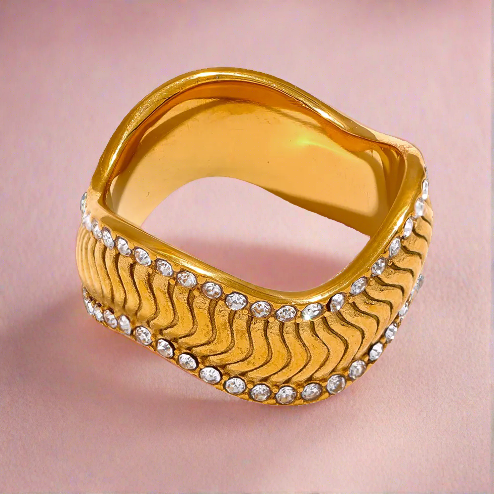 18KT Gold Plated Alaya CZ Ring - Atulya Jewellers