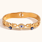 18KT Gold Plated Azira Evil Eye CZ Bangle - Atulya Jewellers