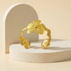 18KT Gold Plated Floral Cuff Bracelet