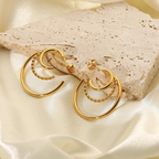 18KT Gold Plated C Multihoop Earrings - Atulya Jewellers