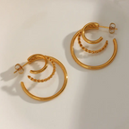 18KT Gold Plated C Multihoop Earrings - Atulya Jewellers