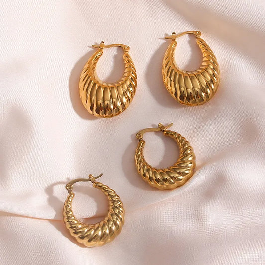 18KT Gold Plated Croissant Hoop Earrings
