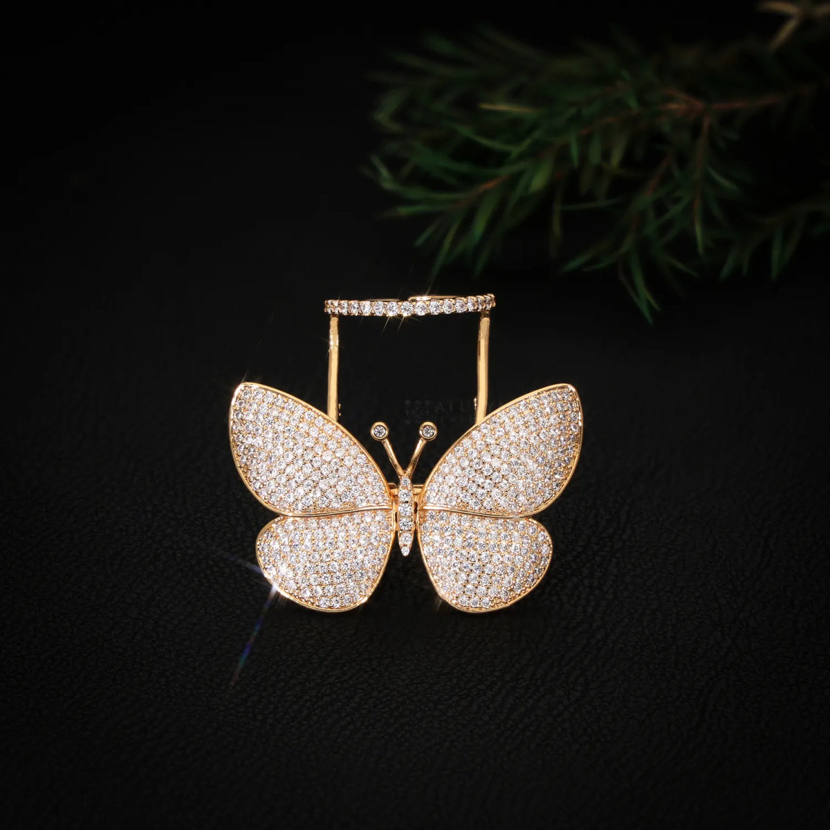 Flying Butterfly Diamond Ring - 18KT Gold Plated (Re-Sizable) - Atulya Jewellers