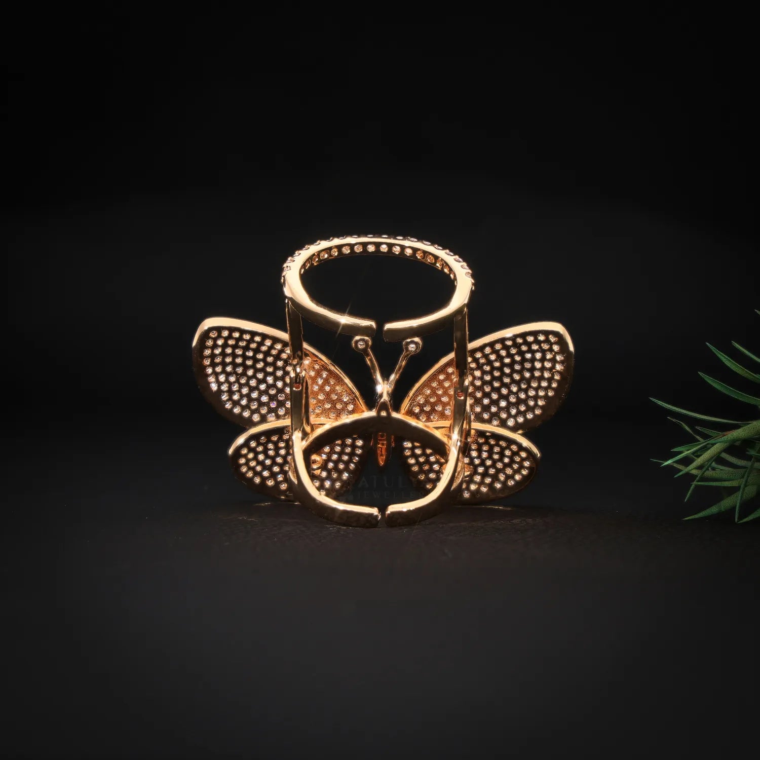 Flying Butterfly Diamond Ring - 18KT Gold Plated (Re-Sizable) - Atulya Jewellers