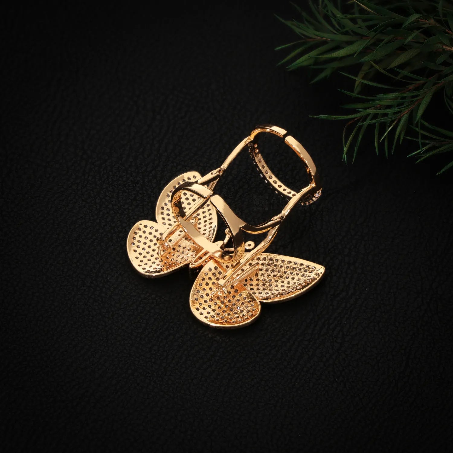 Flying Butterfly Diamond Ring - 18KT Gold Plated (Re-Sizable) - Atulya Jewellers