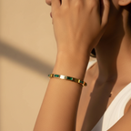 18KT Gold Plated Green Baguettes CZ Bangle