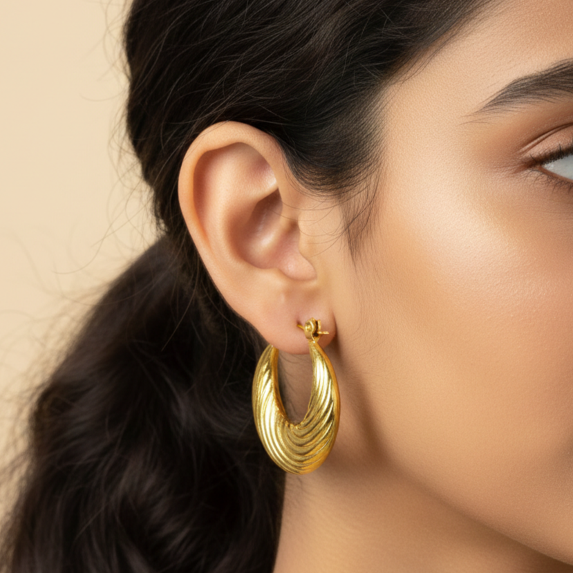 18KT Gold Plated Swirl Hoops