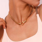 18KT Gold Plated Link Heart Necklace - Atulya Jewellers