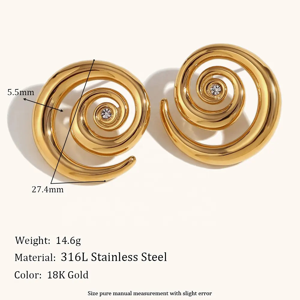 18KT Gold Plated Swirl Earrings - Atulya Jewellers