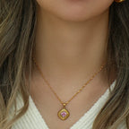 18KT Gold Plated Lozenge CZ Necklace - Atulya Jewellers