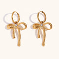 18KT Gold Plated Bow Dangle Earrings - Atulya Jewellers