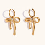 18KT Gold Plated Bow Dangle Earrings - Atulya Jewellers