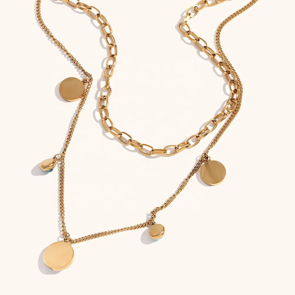 18KT Gold Plated Evil Eye Layered Necklace - Atulya Jewellers