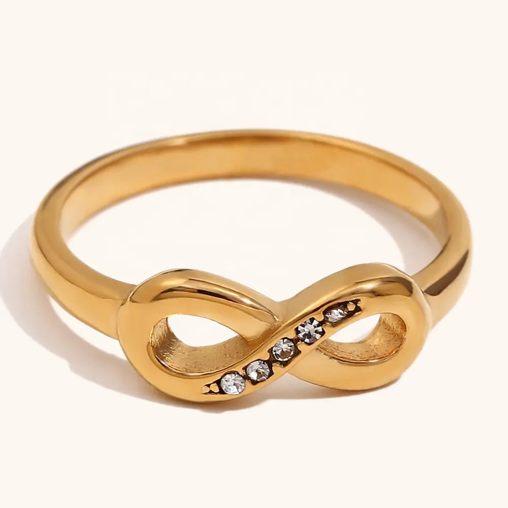 18KT Gold Plated infinity CZ Ring - Atulya Jewellers