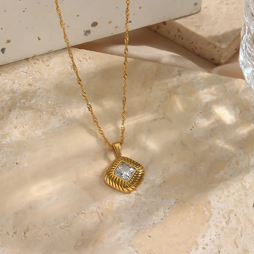 Square Pendant Letter Necklace – Alma Libre Jewelry