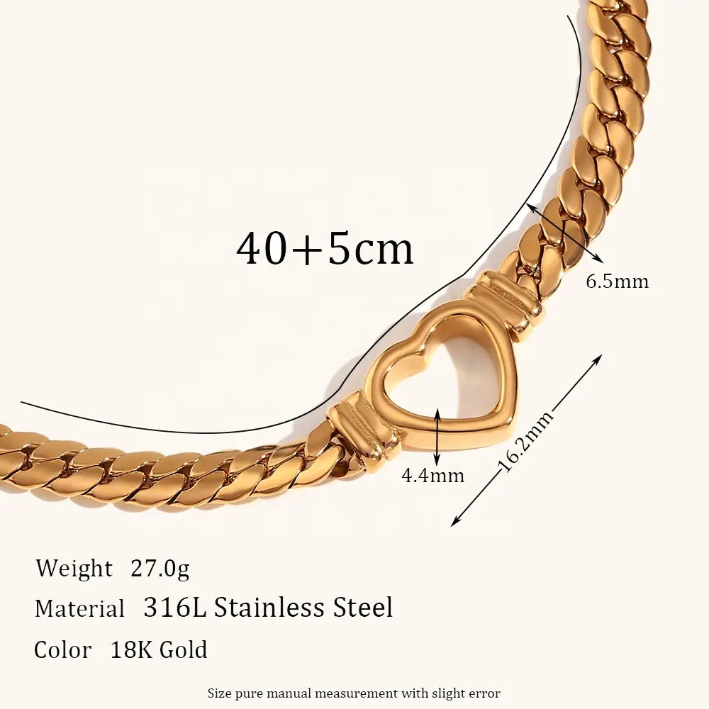 18KT Gold Plated Link Heart Necklace - Atulya Jewellers