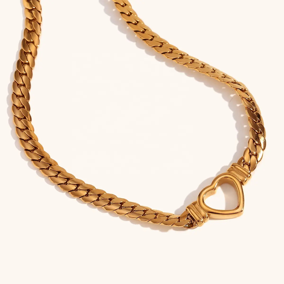 18KT Gold Plated Link Heart Necklace - Atulya Jewellers
