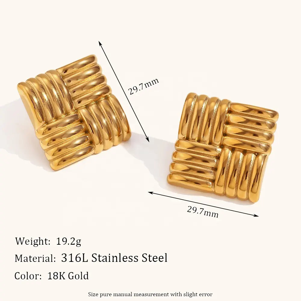 18KT Gold Plated Block Earrings - Atulya Jewellers