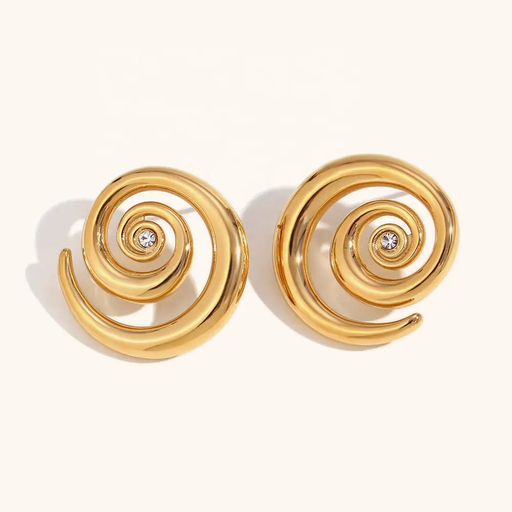 18KT Gold Plated Swirl Earrings - Atulya Jewellers