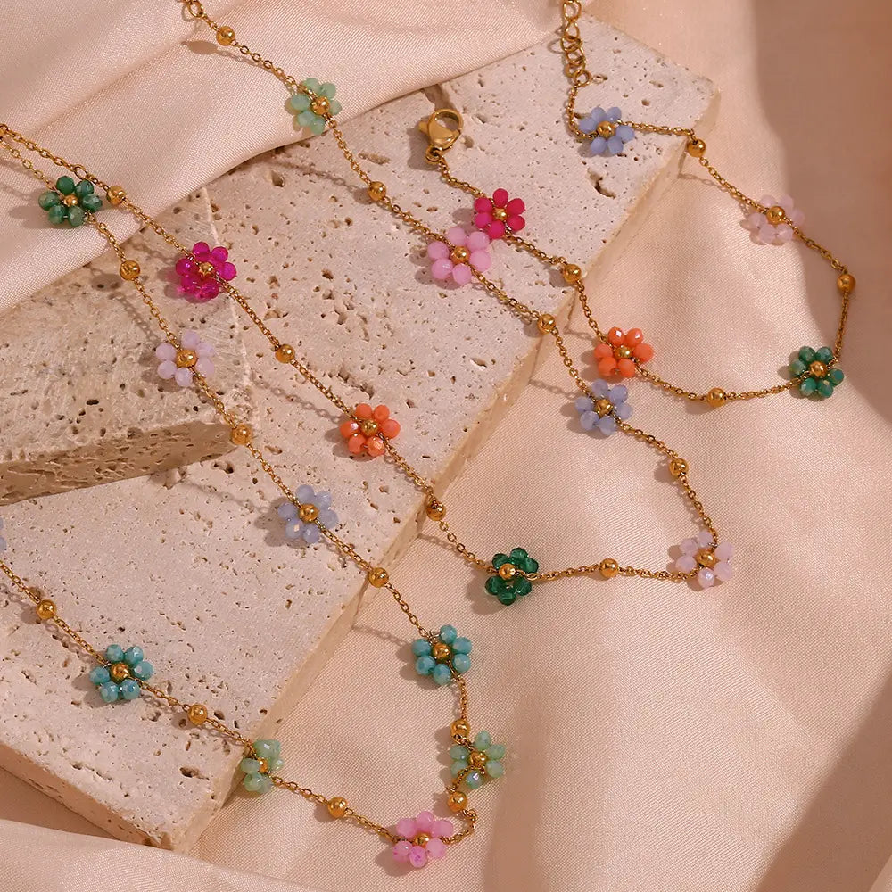 18KT Gold Plated Dainty Bloom Necklace - Atulya Jewellers
