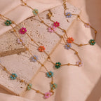 18KT Gold Plated Dainty Bloom Necklace - Atulya Jewellers