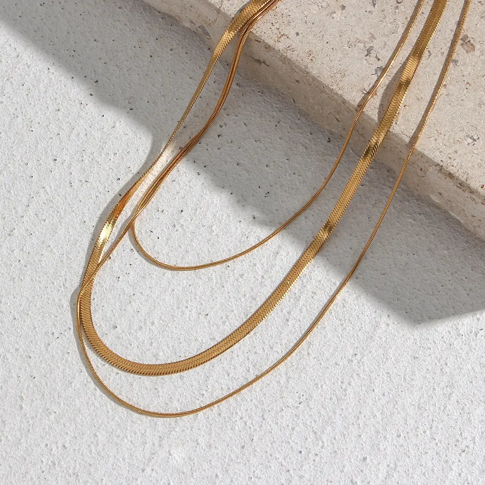 18KT Gold Plated Tri Layered Silk Chain - Atulya Jewellers