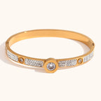 18KT Gold Plated Solitaire CZ Bangle - Atulya Jewellers