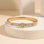 18KT Gold Plated Solitaire CZ Bangle