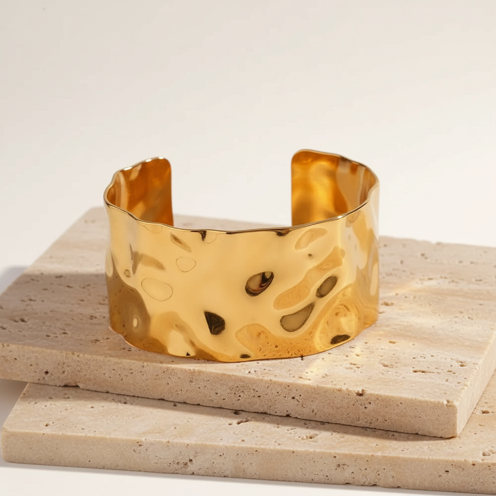 18KT Gold Plated Irregular Statement Cuff Bracelet