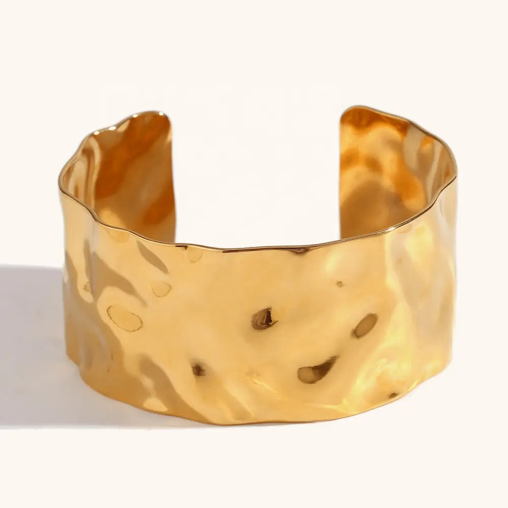 18KT Gold Plated Irregular Statement Cuff Bracelet - Atulya Jewellers