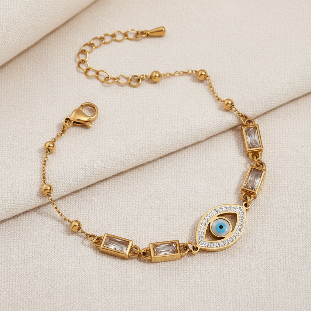 18KT Gold Plated Siora Evil Eye CZ Bracelet