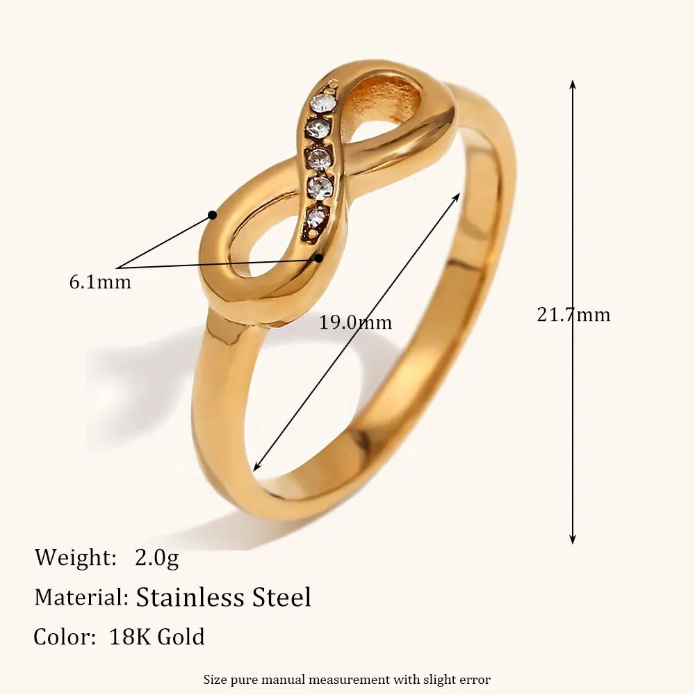 18KT Gold Plated infinity CZ Ring - Atulya Jewellers
