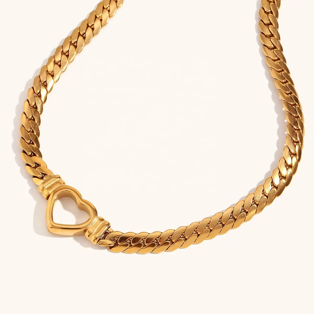 18KT Gold Plated Link Heart Necklace - Atulya Jewellers