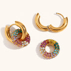 18KT Gold Plated Maria Multicolour Hoop Earrings - Atulya Jewellers