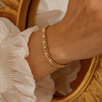 18KT Gold Plated Bead Tennis CZ Bracelet - Atulya Jewellers