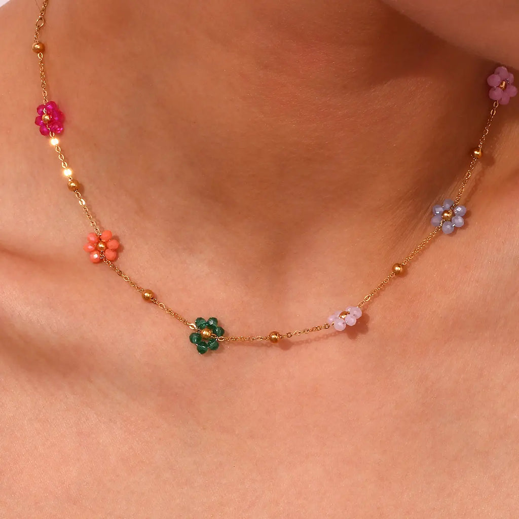 18KT Gold Plated Dainty Bloom Necklace - Atulya Jewellers